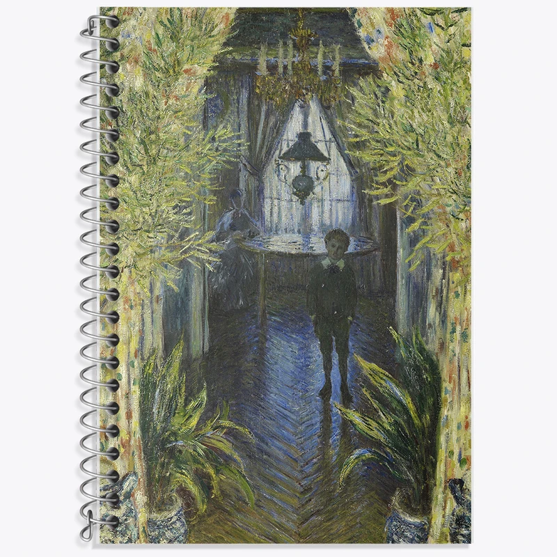 دفتر زبان 50 برگ خندالو مدل دو خط طرح نقاشی گوشه ای از آپارتمان اثر کلود مونه کد F12507