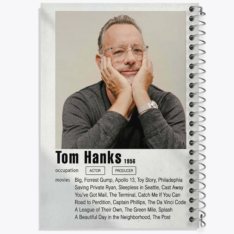 دفتر ژورنال نویسی 50 برگ خندالو مدل نقطه ای طرح تام هنکس (Tom Hanks) کد F11203