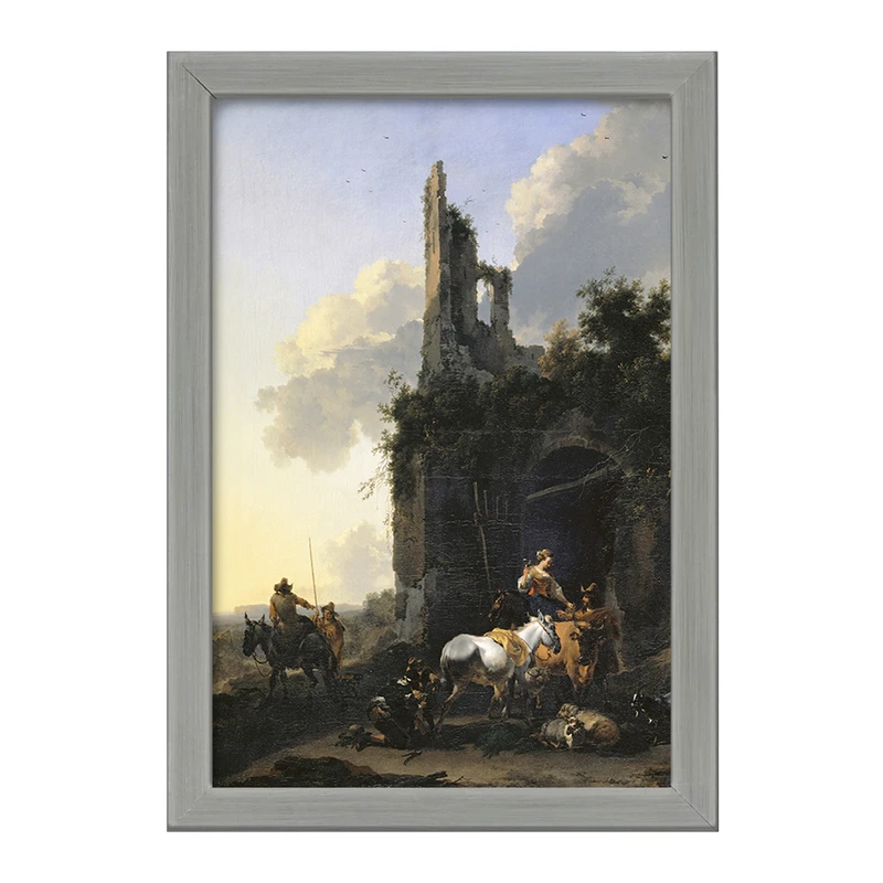 تابلو خندالو طرح نقاشی استراحت در مقابل یک میخانه اثر نیکلاس پیترز برچم کد F12322