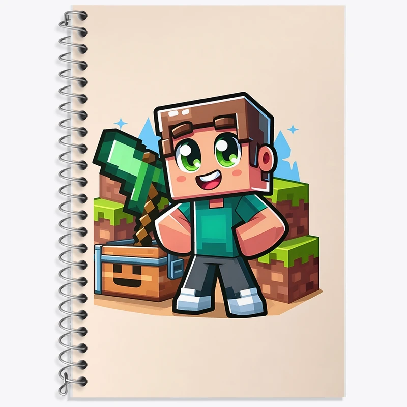 دفتر زبان 50 برگ خندالو مدل سه خط طرح ماینکرافت (Minecraft) کد F12067