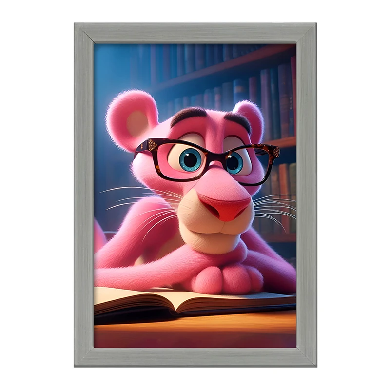 تابلو خندالو طرح پلنگ صورتی کد F6254