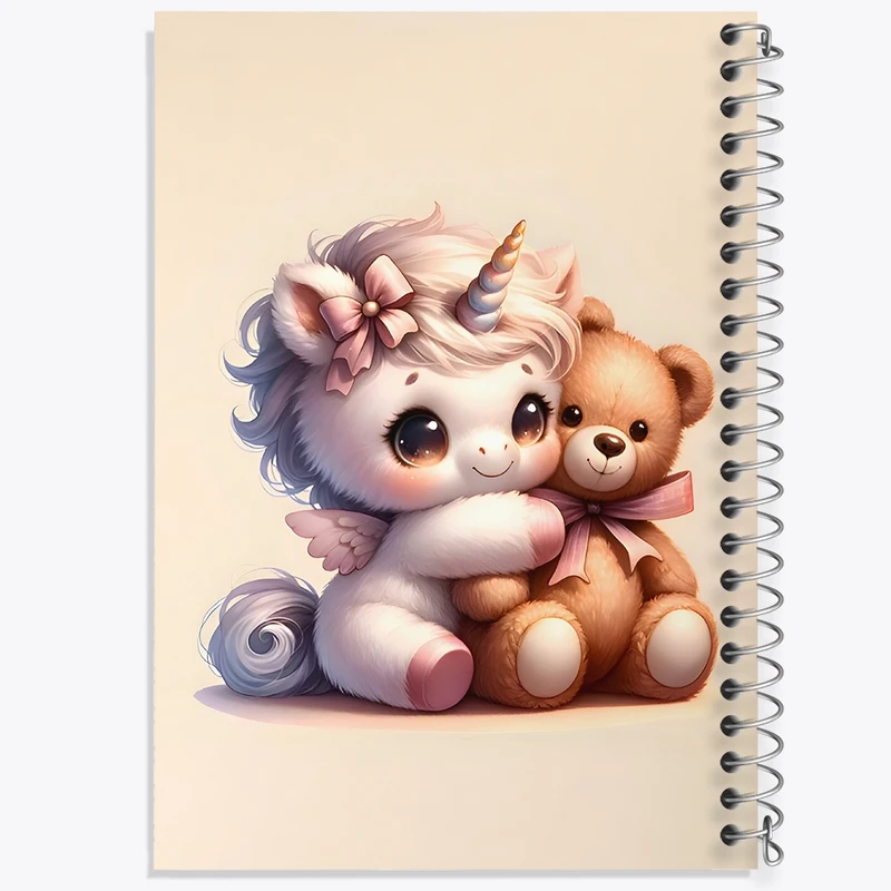 دفتر شطرنجی 50 برگ خندالو طرح اسب تک شاخ و عروسک خرسی کد N6492