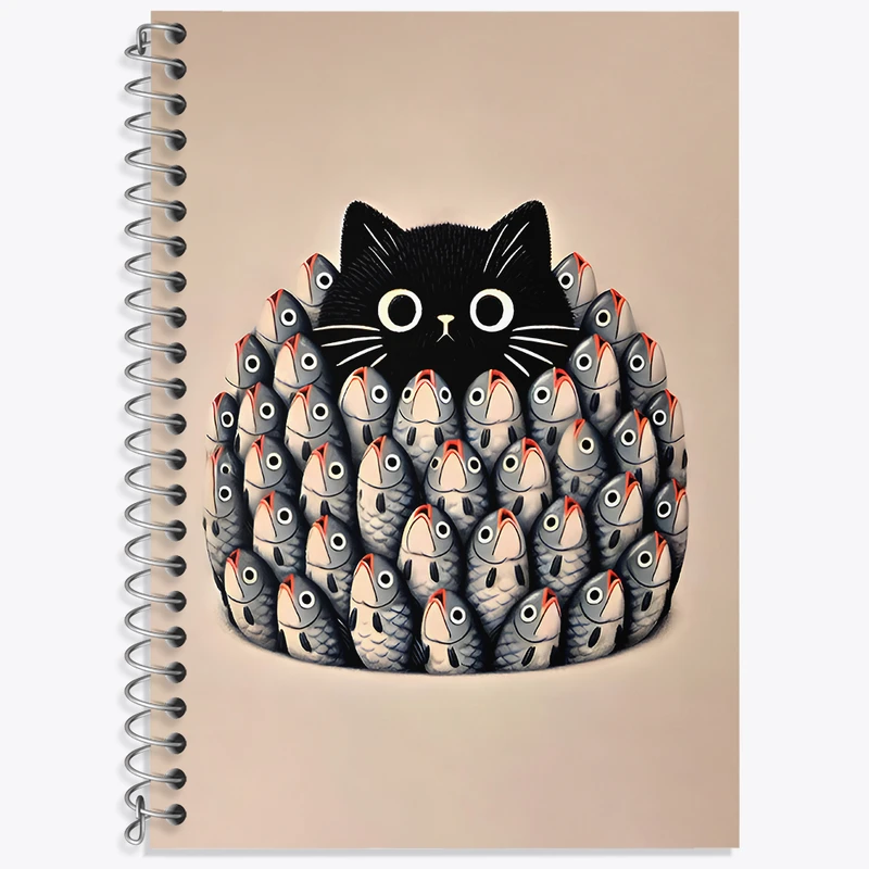 دفتر زبان 50 برگ خندالو طرح گربه و ماهی ها کد N6512