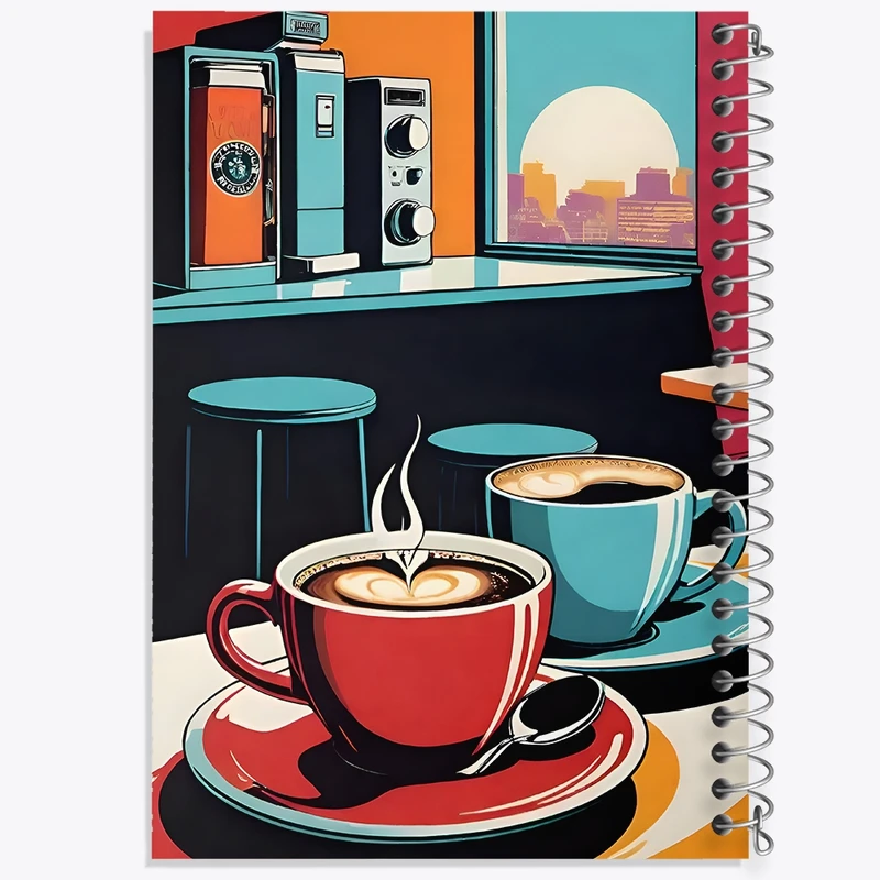 دفتر ژورنال نویسی 50 برگ خندالو مدل نقطه ای طرح قهوه (Coffee) کد F10399