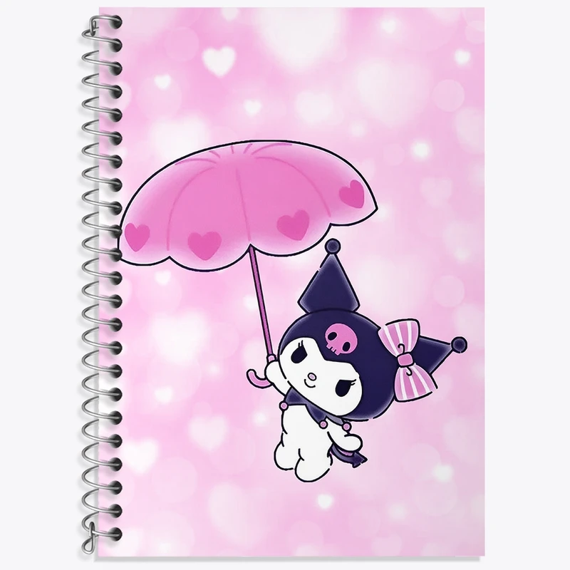 دفتر زبان 50 برگ خندالو مدل سه خط طرح کرومی (Kuromi) کد N8964