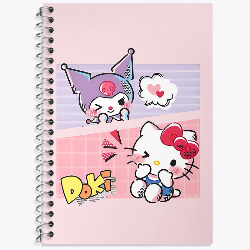 دفتر زبان دوخط 50 برگ خندالو طرح کرومی و هلو کیتی کد N7123