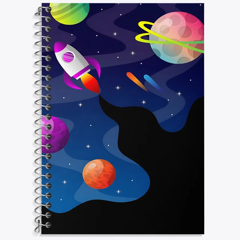 دفتر زبان دوخط 50 برگ خندالو طرح فضایی کد F3396