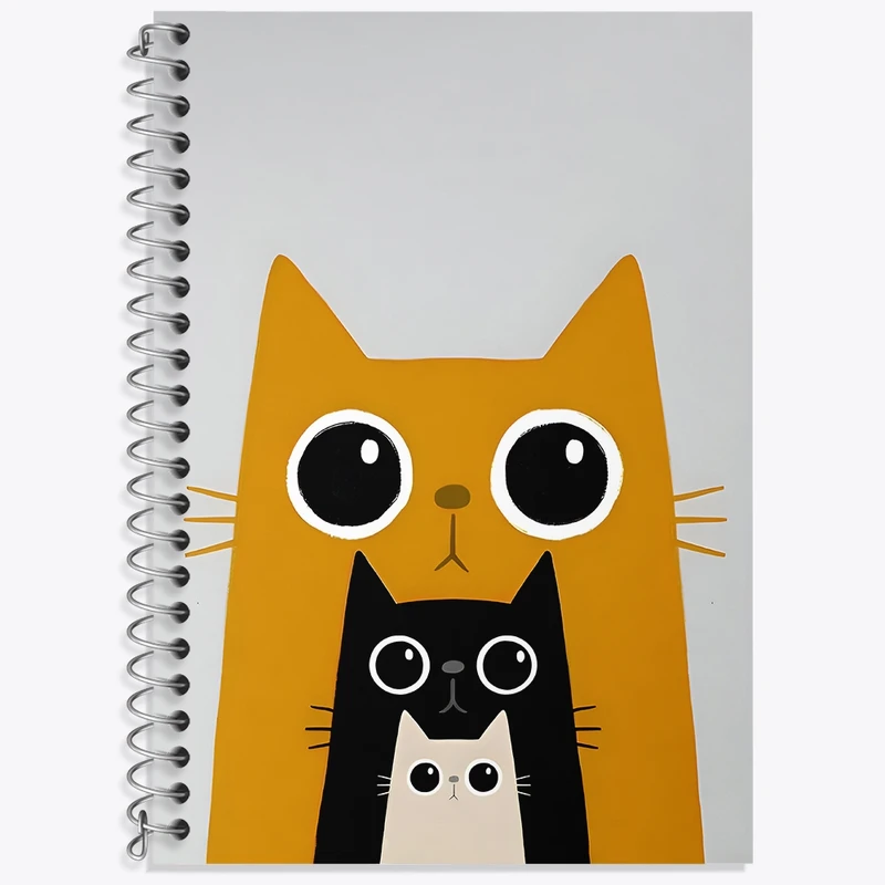 دفتر زبان 50 برگ خندالو مدل سه خط طرح گربه های کیوت کد F4922