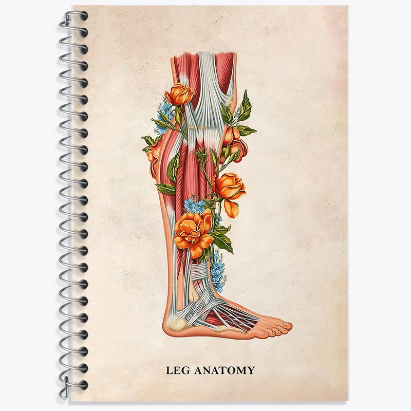 دفتر زبان 50 برگ خندالو مدل سه خط طرح آناتومی پا (Foot Anatomy کد F14015