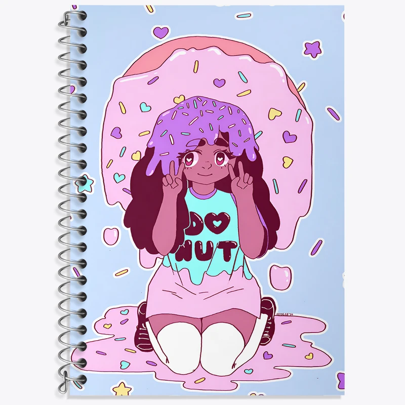 دفتر زبان 50 برگ خندالو مدل دو خط طرح دخترانه کیوت کد N8198