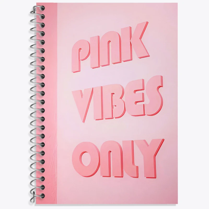 دفتر زبان دوخط 50 برگ خندالو طرح Pink Vibes Only کد F3848