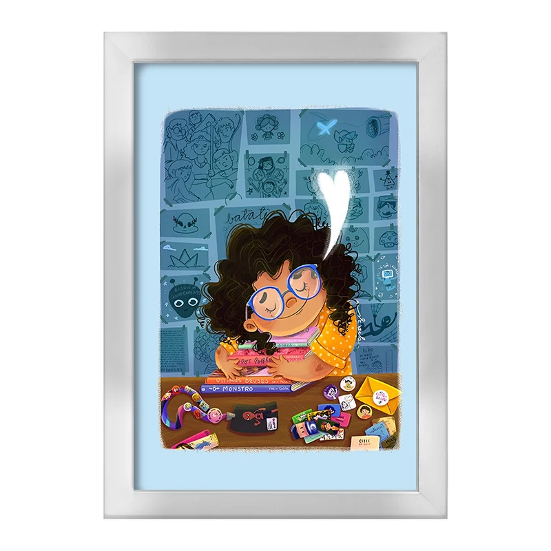 تابلو خندالو طرح دختر کتاب خوان کد F10949