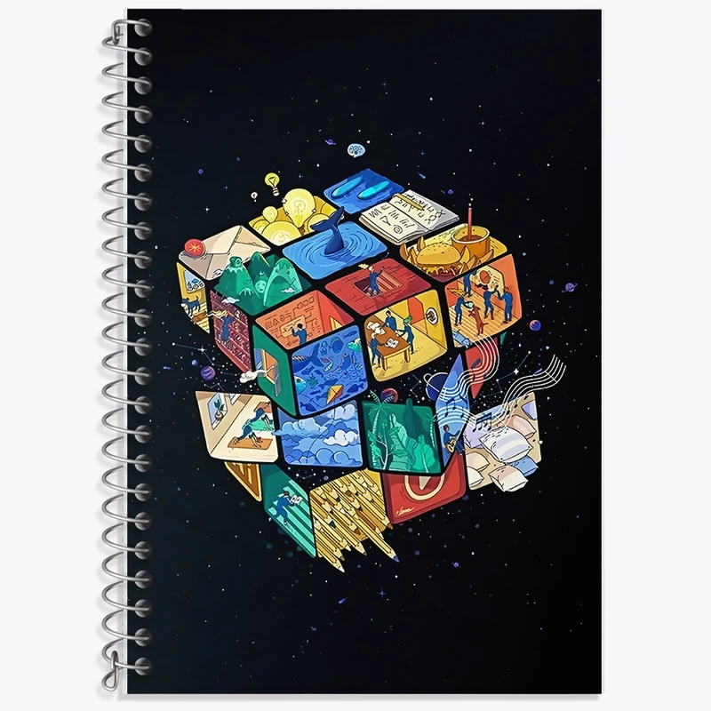 دفتر لغت 50 برگ خندالو طرح مکعب روبیک کد F9679