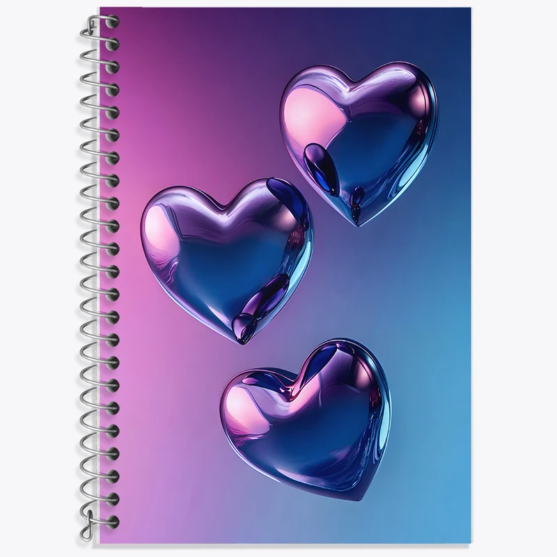 دفتر زبان 50 برگ خندالو مدل سه خط طرح قلب  کد F9935