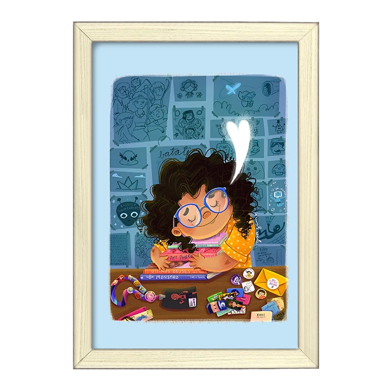 تابلو خندالو طرح دختر کتاب خوان کد F10949