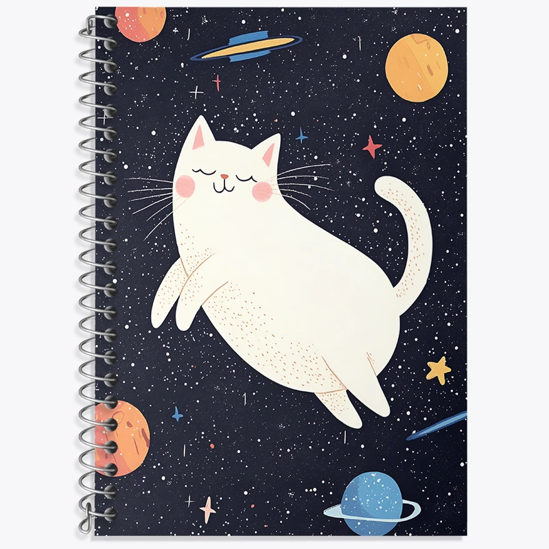 دفتر زبان 50 برگ خندالو مدل دو خط طرح گربه فضانورد کد N6928