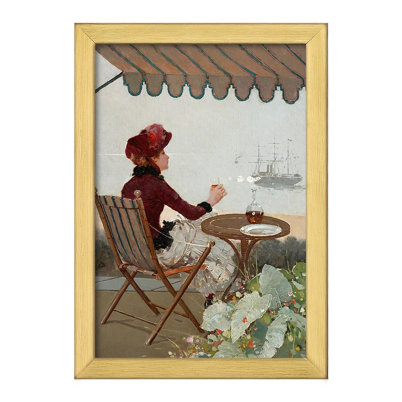 تابلو خندالو طرح نقاشی کافه ساحلی اثر ژان برو کد F12349