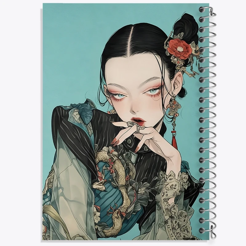 دفتر طراحی 50 برگ خندالو طرح دختر ژاپنی کد F3424