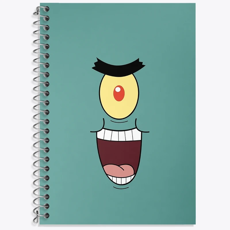 دفتر زبان 50 برگ خندالو مدل سه خط طرح پلانکتون باب اسفنجی کد F3302