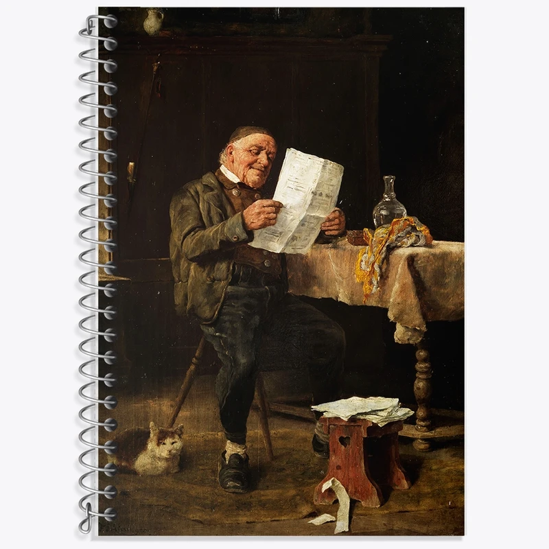 دفتر لغت 50 برگ خندالو طرح نقاشی خواندن روزنامه اثر فلیکس شلزینگر کد F12308