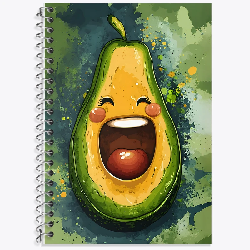 دفتر زبان 50 برگ خندالو مدل دو خط طرح آووکادو بامزه کد F9856