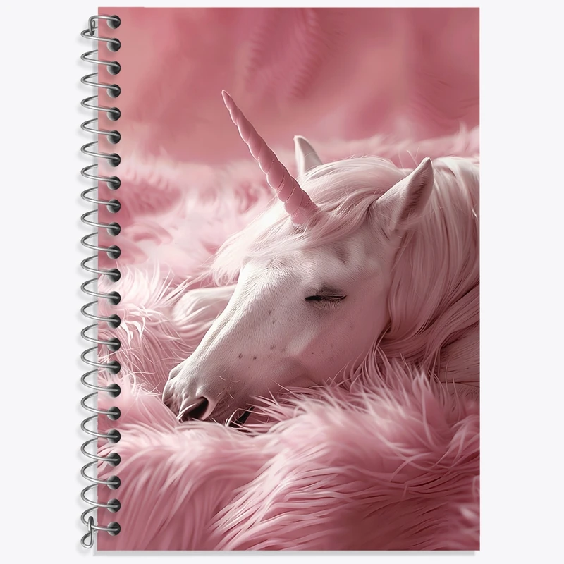 دفتر زبان 50 برگ خندالو مدل سه خط طرح اسب تک شاخ کد F3852