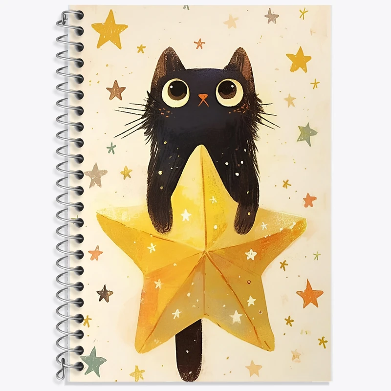 دفتر زبان 50 برگ خندالو مدل سه خط طرح گربه و ستاره کد F10070