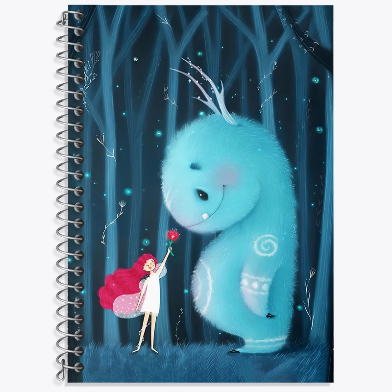 دفتر زبان دوخط 50 برگ خندالو طرح هیولای بامزه و دختر کد F4888