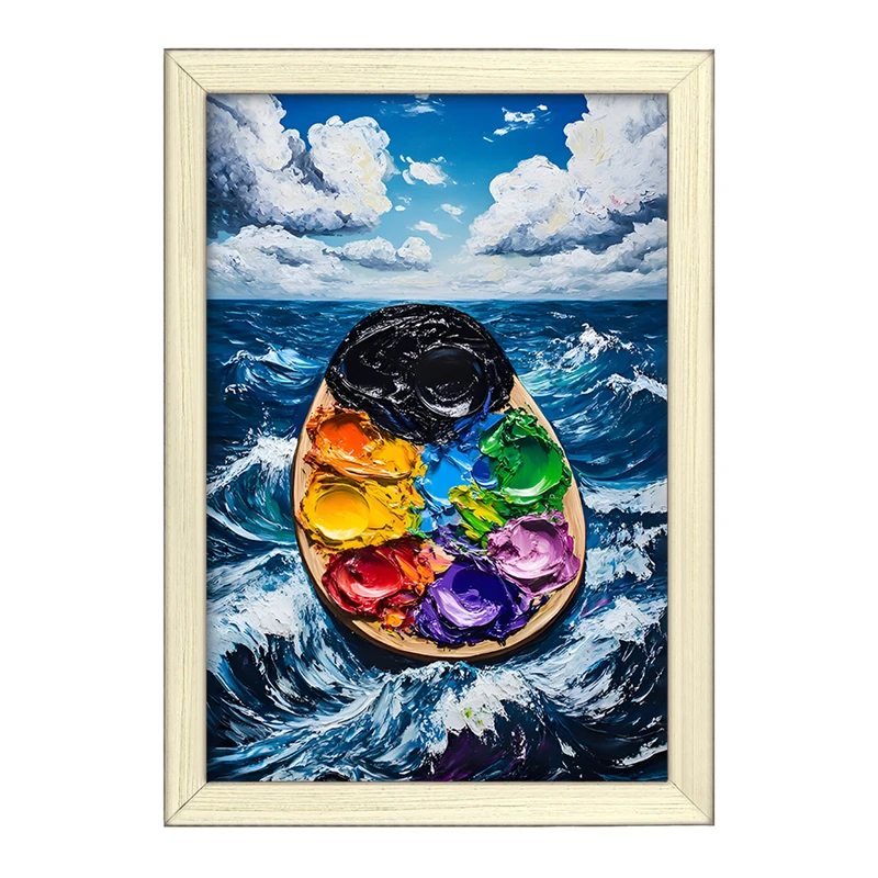 تابلو خندالو طرح پالت نقاشی و دریا کد F12742