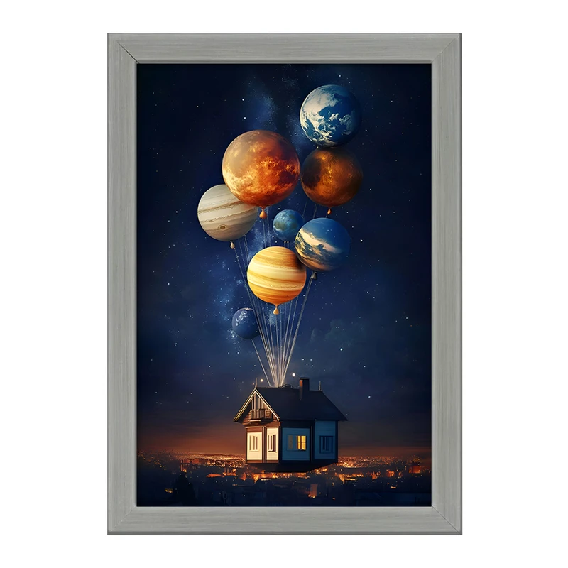 تابلو خندالو طرح خانه و کهکشان کد F9920