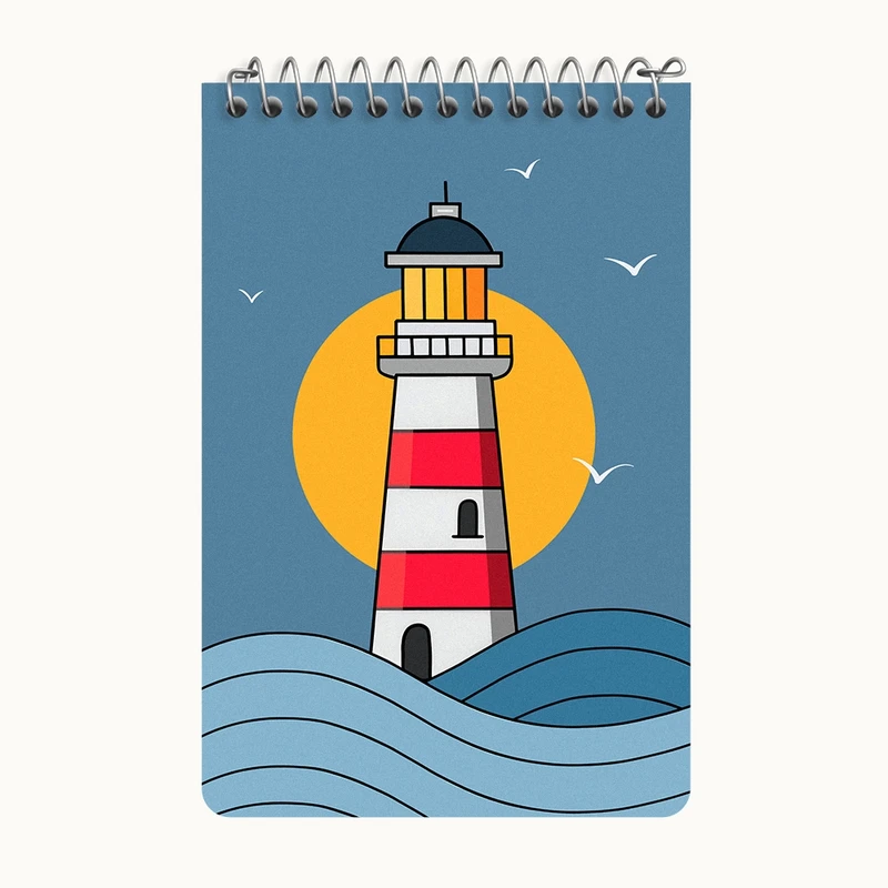 دفتر یادداشت 50 برگ خندالو طرح فانوس دریایی کد F7842