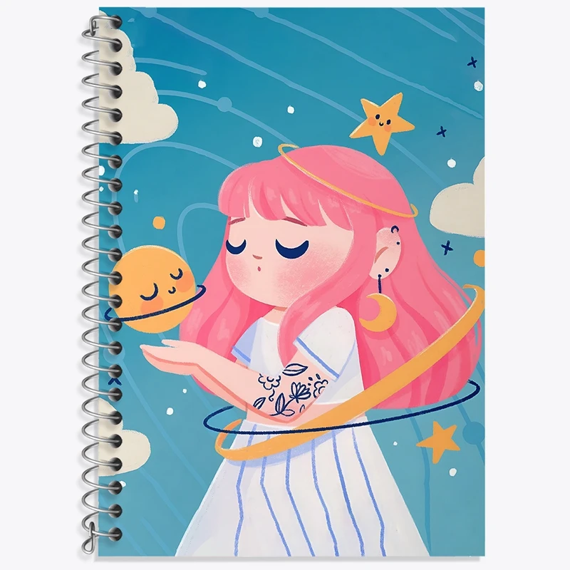 دفتر زبان 50 برگ خندالو مدل سه خط طرح دخترانه کد N6281