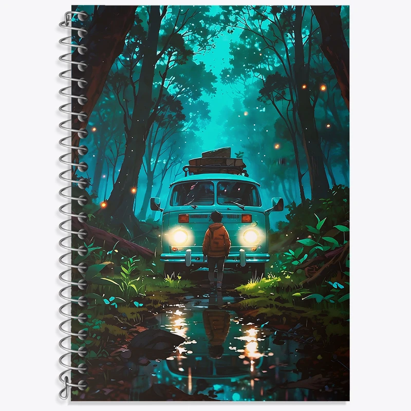 دفتر زبان دوخط 50 برگ خندالو طرح منظره جنگل کد F4766