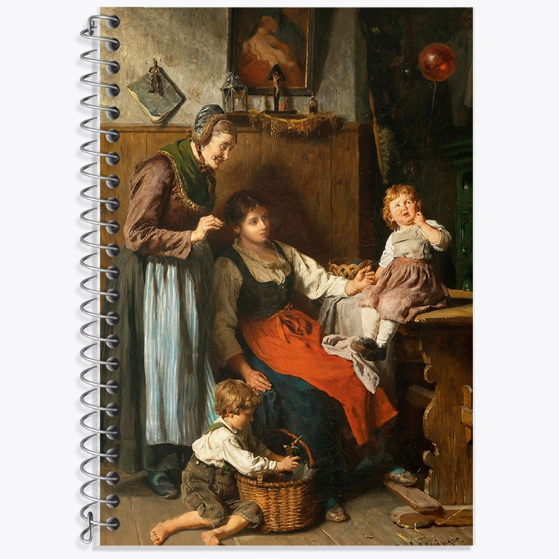 دفتر زبان 50 برگ خندالو مدل دو خط طرح نقاشی بالون قرمز اثر فلیکس شلزینگر کد F12305