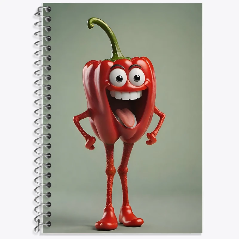 دفتر زبان 50 برگ خندالو مدل سه خط طرح فلفل دلمه ای بامزه کد F8619