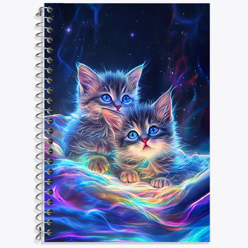 دفتر زبان 50 برگ خندالو مدل دو خط طرح گربه های بامزه کد F12089