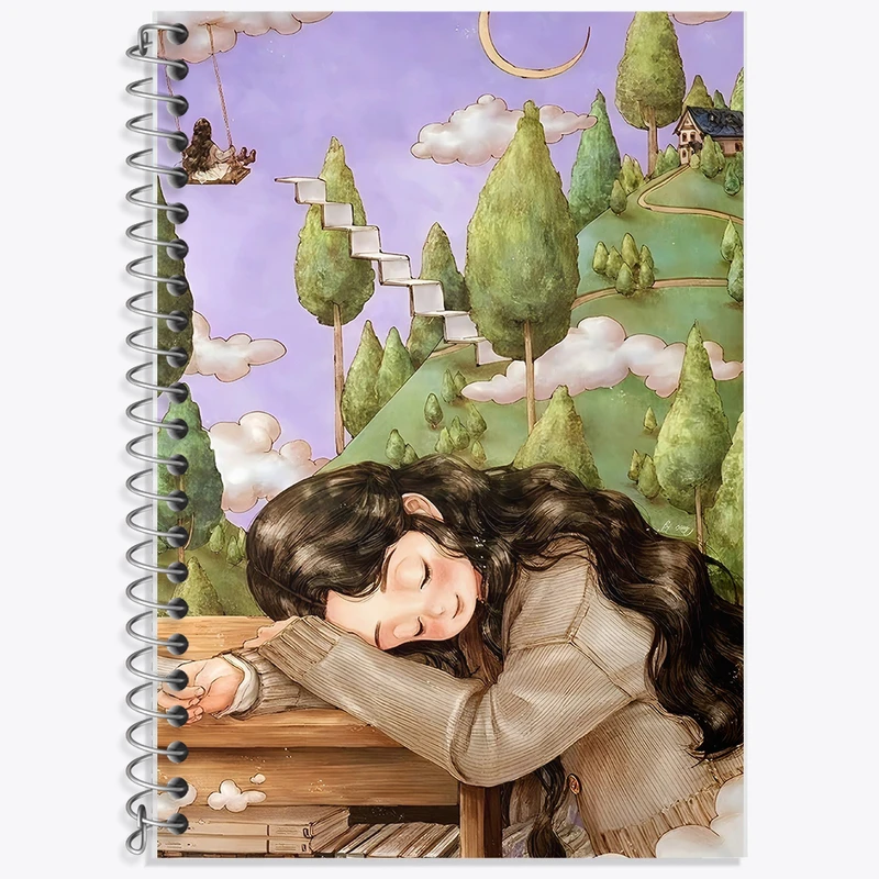 دفتر زبان 50 برگ خندالو مدل دو خط طرح رویای دخترانه کد F10985