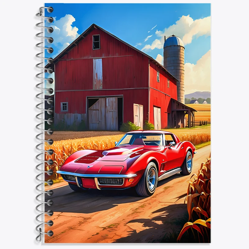 دفتر زبان 50 برگ خندالو مدل دو خط طرح ماشین و مزرعه کد F11674