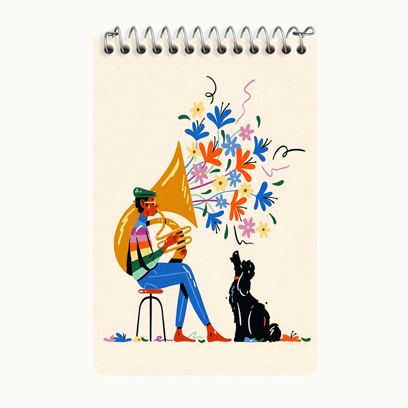 دفتر یادداشت 50 برگ خندالو طرح موسیقی کد F8847