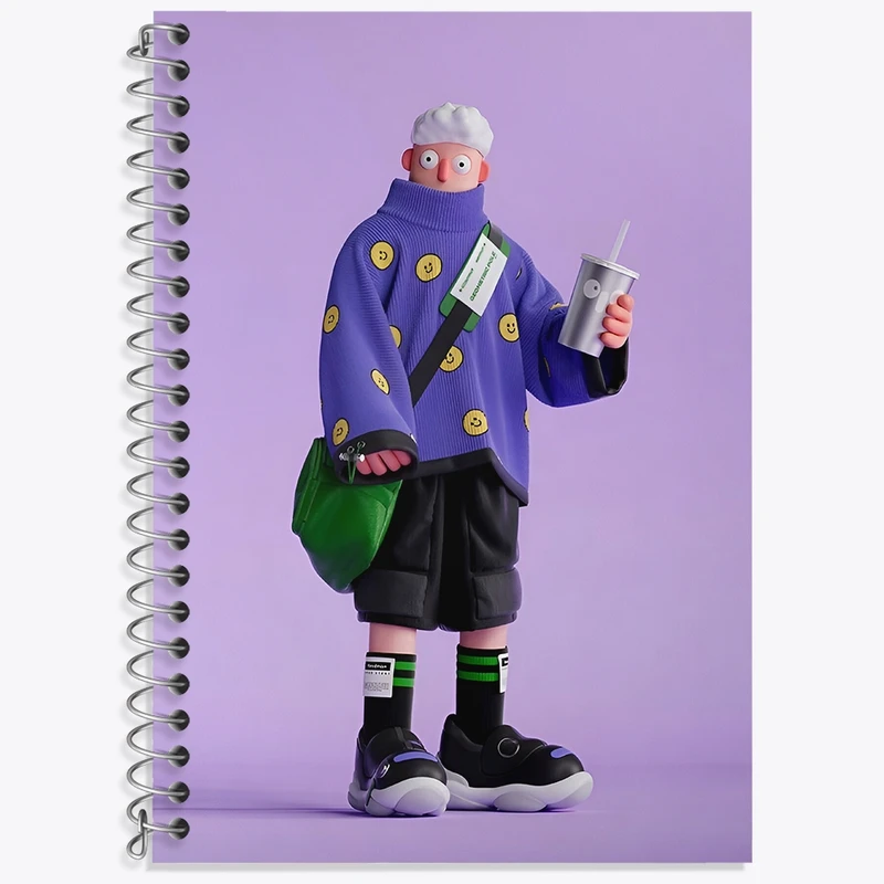 دفتر زبان 50 برگ خندالو مدل سه خط طرح آدمک فانتزی کد N8384