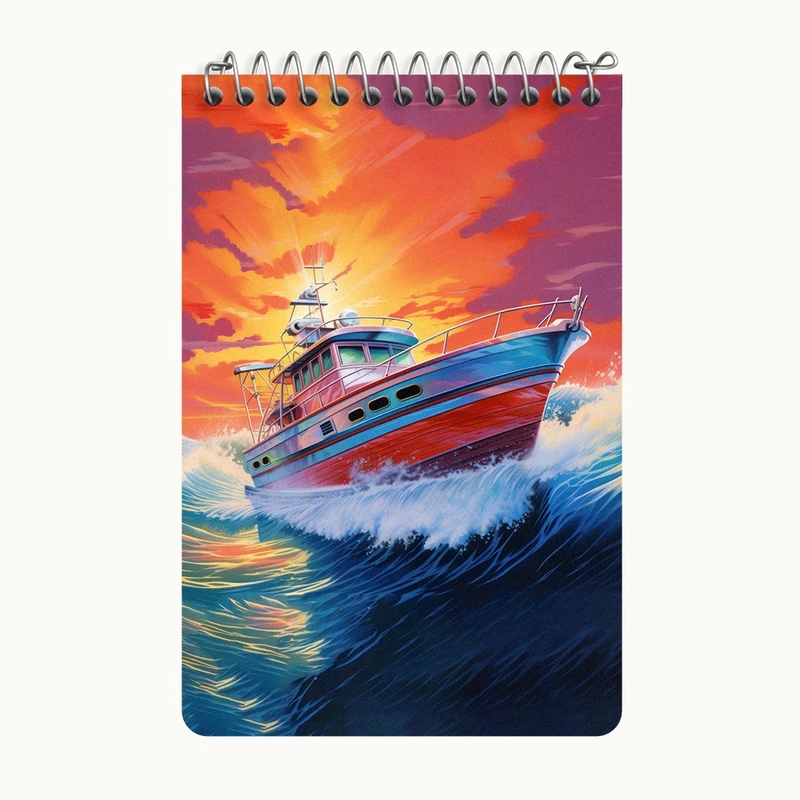دفتر یادداشت 50 برگ خندالو طرح کشتی و دریا کد F3047