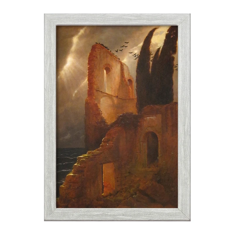 تابلو خندالو طرح نقاشی خرابه ‌ای کنار ساحل اثر آرنولد بوکلین کد F12385