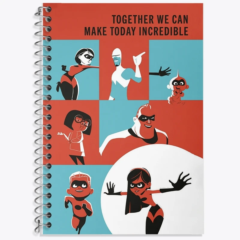 دفتر زبان 50 برگ خندالو مدل سه خط طرح شگفت انگیزان (The Incredibles) کد F10132