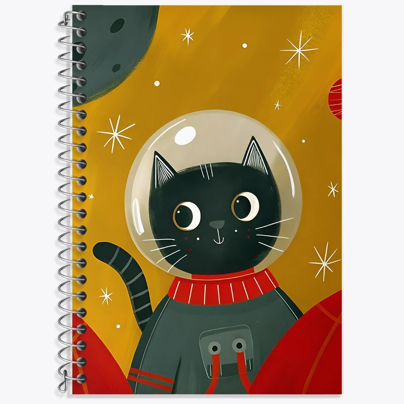 دفتر لغت 50 برگ خندالو طرح گربه فضانورد کد F12858