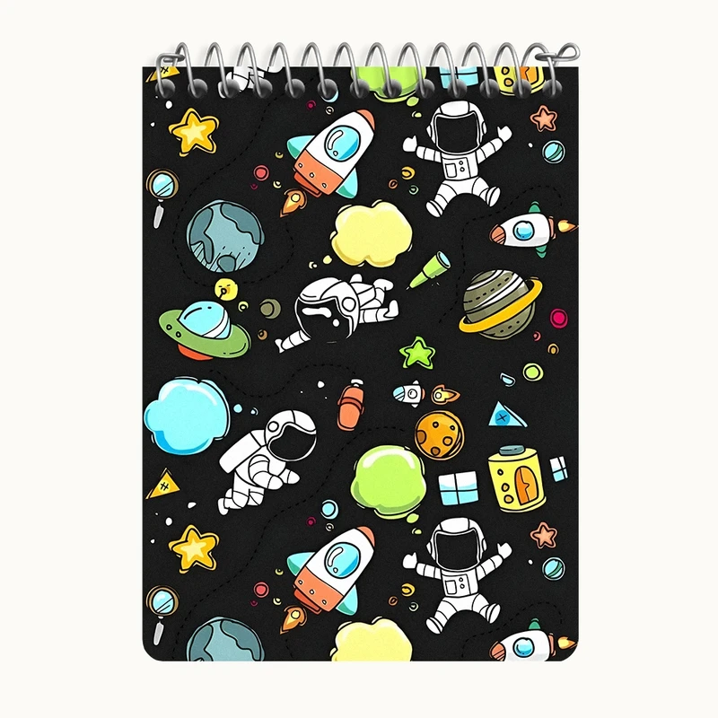 دفتر یادداشت 50 برگ خندالو طرح پترن فضایی کد N6477