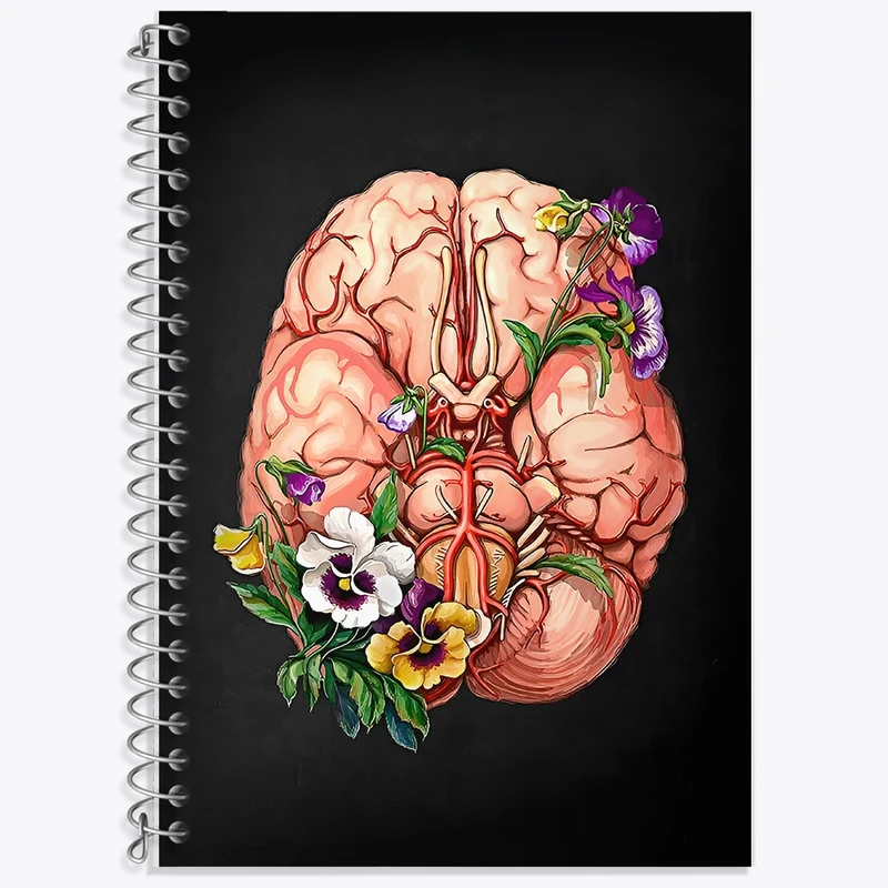 دفتر زبان 50 برگ خندالو مدل سه خط طرح آناتومی مغز (Brain Anatomy) کد F14048