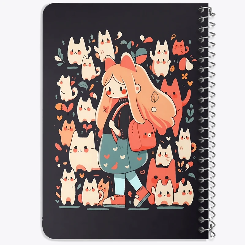 دفتر یادداشت 50 برگ خندالو طرح دخترانه و گربه کد N4425