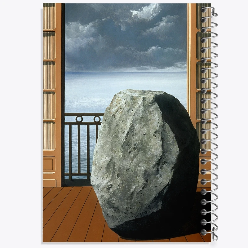 دفتر لیست خرید 50 برگ خندالو طرح نقاشی جهان نامرئی اثر رنه ماگریت کد F12443