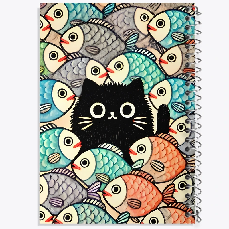دفتر شطرنجی 50 برگ خندالو طرح گربه و ماهی ها کد N6511