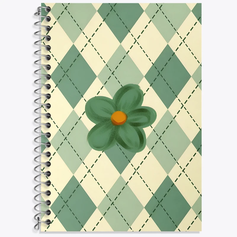 دفتر زبان 50 برگ خندالو مدل دو خط طرح گل و لوزی کد N6671